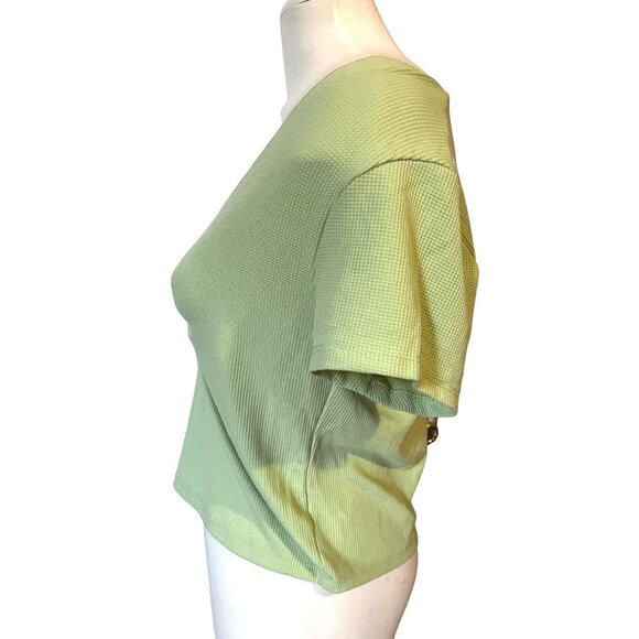 Wild Fable Green Sz XXL Textured Casual Crop Top Shirt Plus Size Cute Blouse - Picture 7 of 7